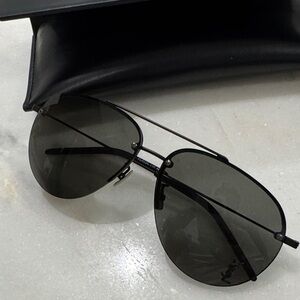 Saint Laurent Black Aviator Sunglasses